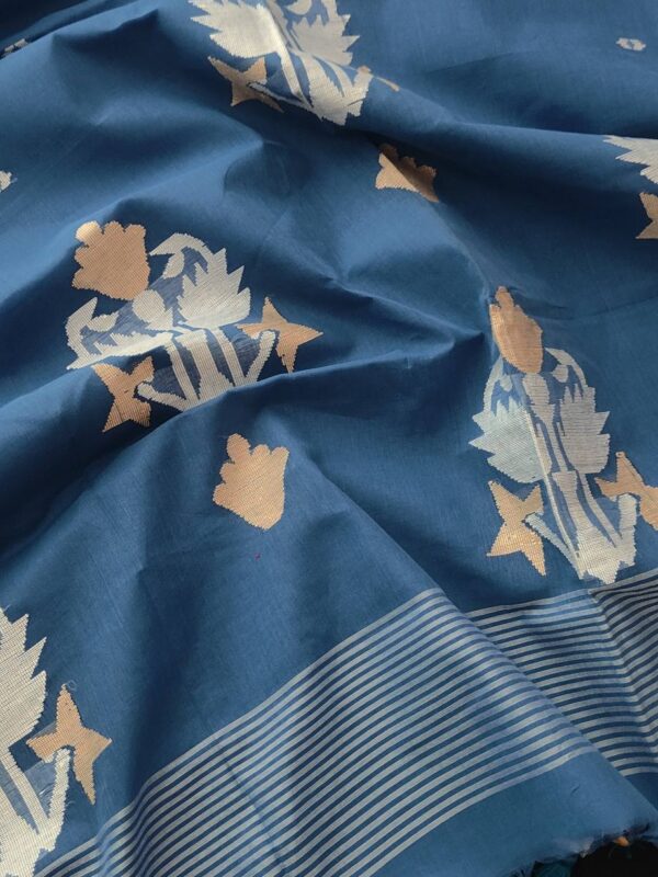 খাদী কটন শাড়ী (নীল)