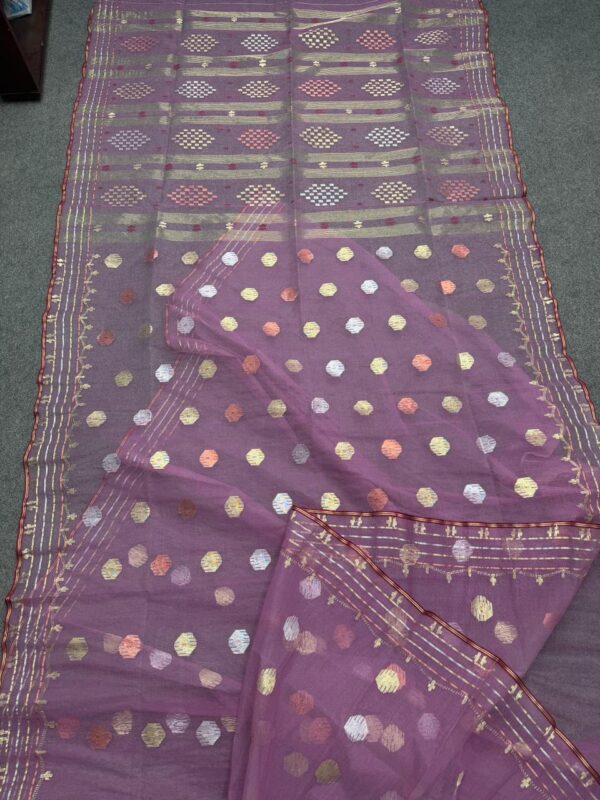 Half Silk Jamdani Sharee (Lavender)