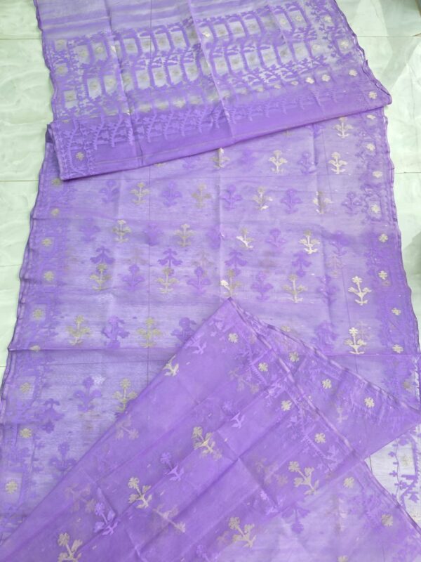 Half Silk Jamdani Sharee (Lavender)